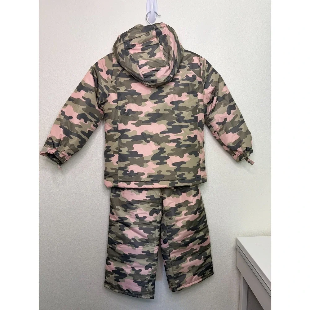 The Children's Place Girl's Ski Jacket Snow Pants Small 5/6 Pink Camo Set